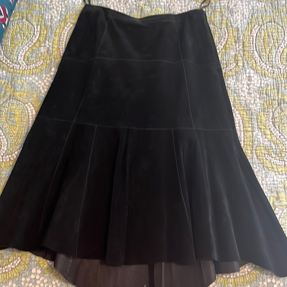 Cabi suede leather black skirt, size 8